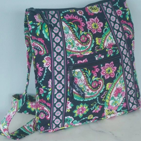 Vera Bradley Navy Colorful Petal Paisley Crossbody Bag Purse - Picture 11 of 15